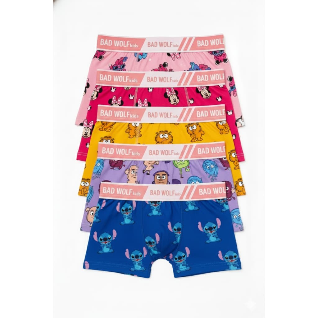 KIT 3, 5 e 10 CALCINHA BOXER INFANTIL ESTAMPADA EM MICROFIBRA PARA MENINAS