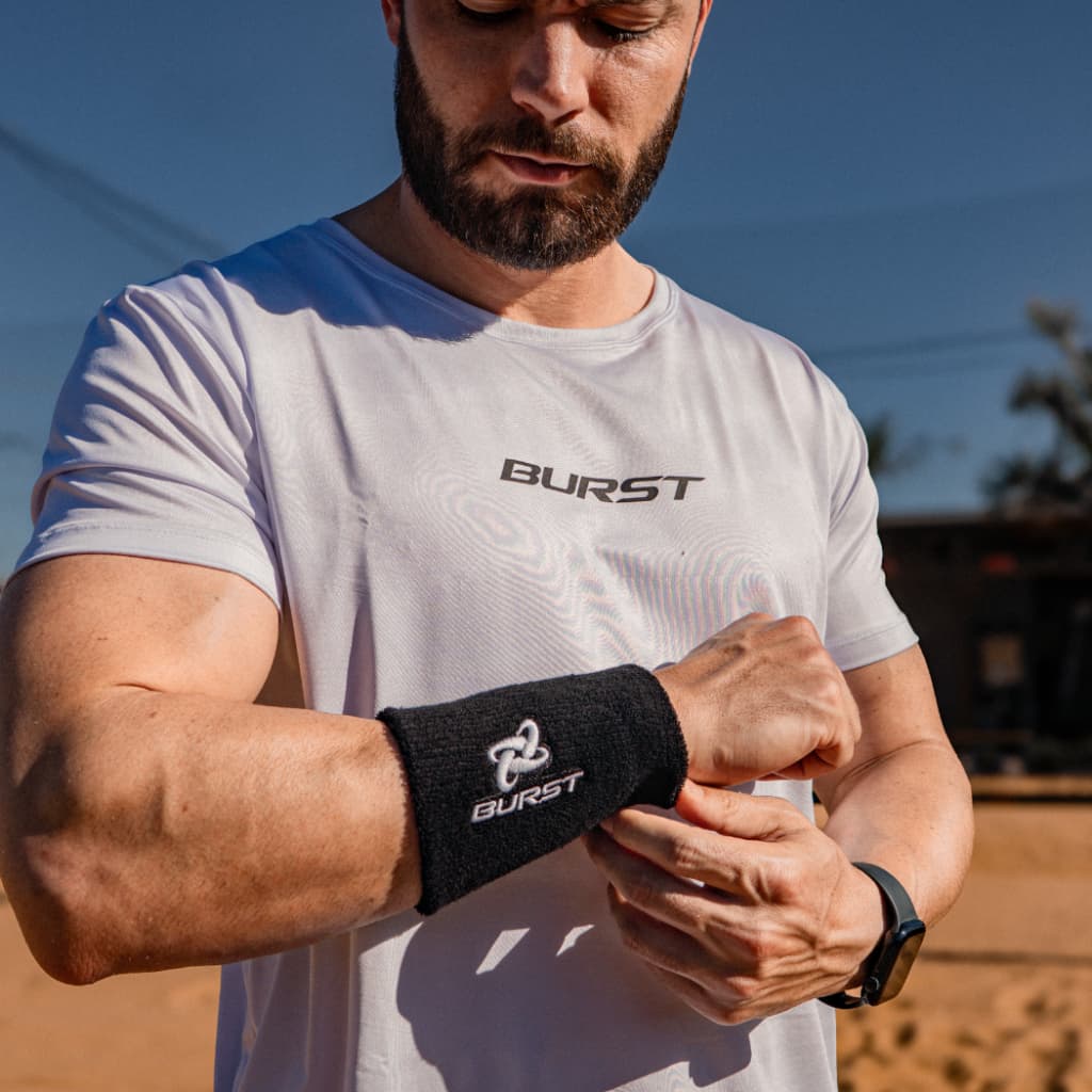 Munhequeira Burst Par Pulso Preta Longa Grande Unissex Para Treino De Academia Beach Tennis Padel