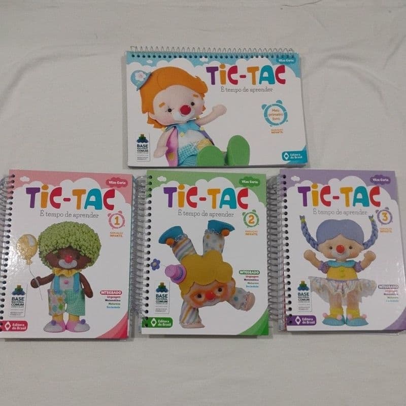 livro tic tac é tempo de aprender integrado vol inicial, vol 1, vol 2 e vol 3 da educação infantil