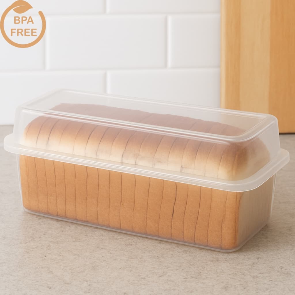 Porta Pão de Forma Transparente Retangular com Tampa 32x13x12 Livre de BPA Recipiente de Pães