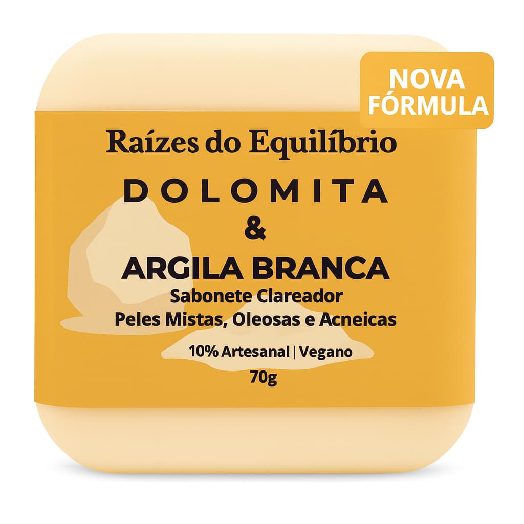 Sabonete Clareador de Dolomita e Argila Branca – Clareia Manchas, Acne, Espinhas e Oleosidade 70g
