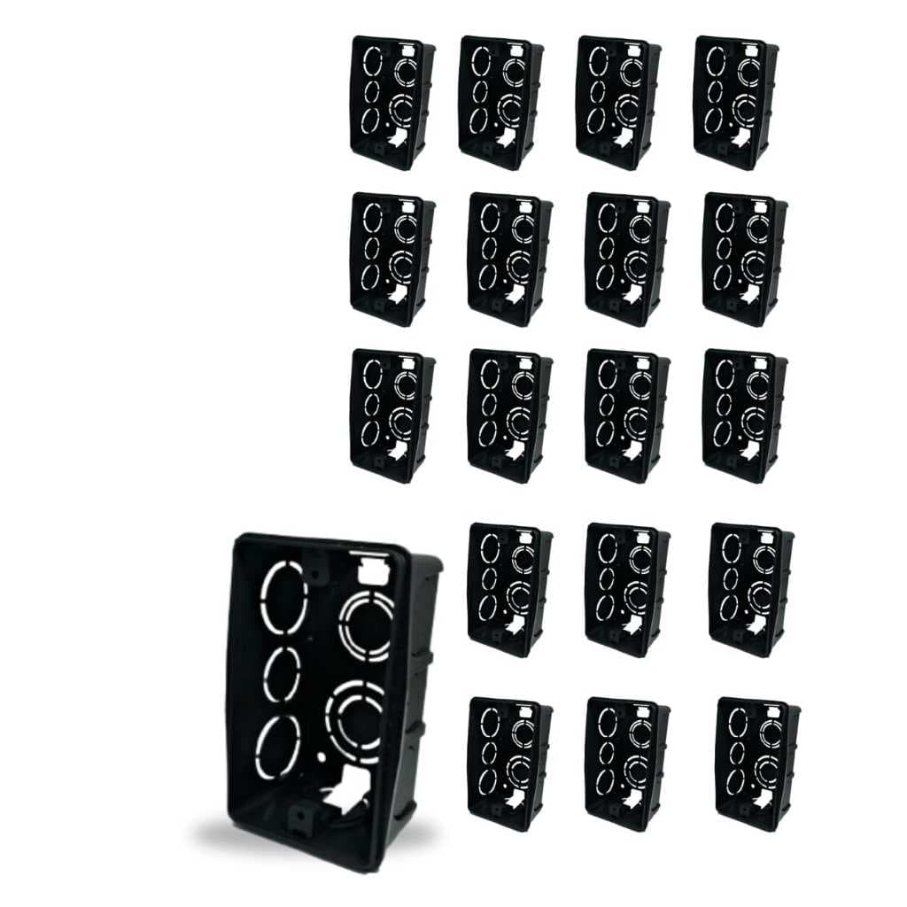 20 Caixas de Luz 4x2 Reforçada P/ Tomada Interruptor Embutir Preto Energia