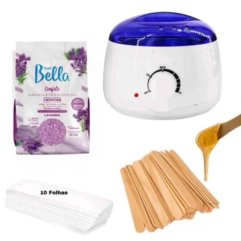 Kit com panela Aquecedora + Cera Confete Depil Bella 250g