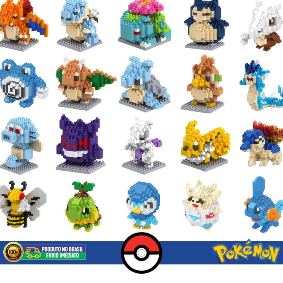 Pokémon Blocos de Montar - Kit de Construção Pikachu Bricks Blocks Brinquedo Crianças Infantil