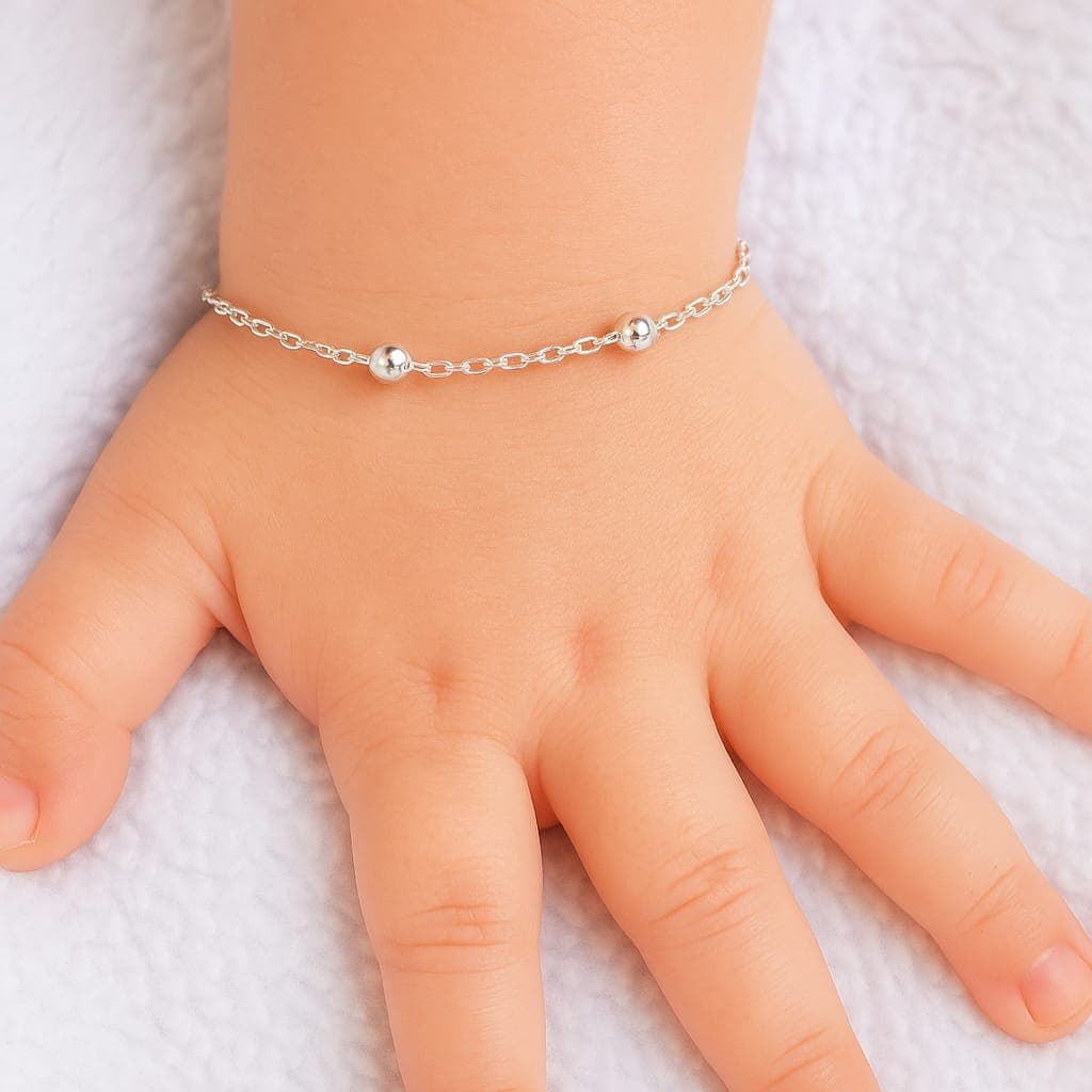 Pulseira Infantil Bolinhas banhada Prata 925