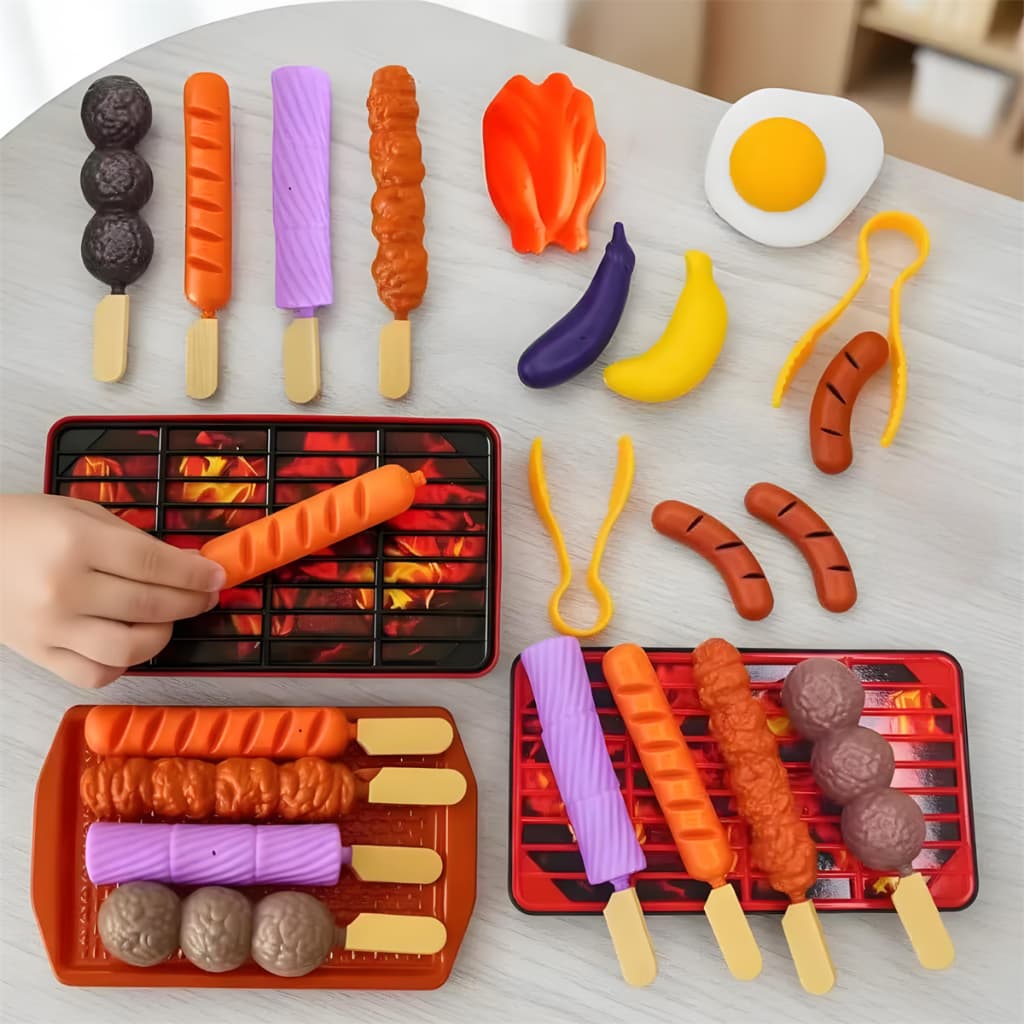 Brinquedo Infantil Kit Churrasco Comidinha Completo com Espetinho Grelha