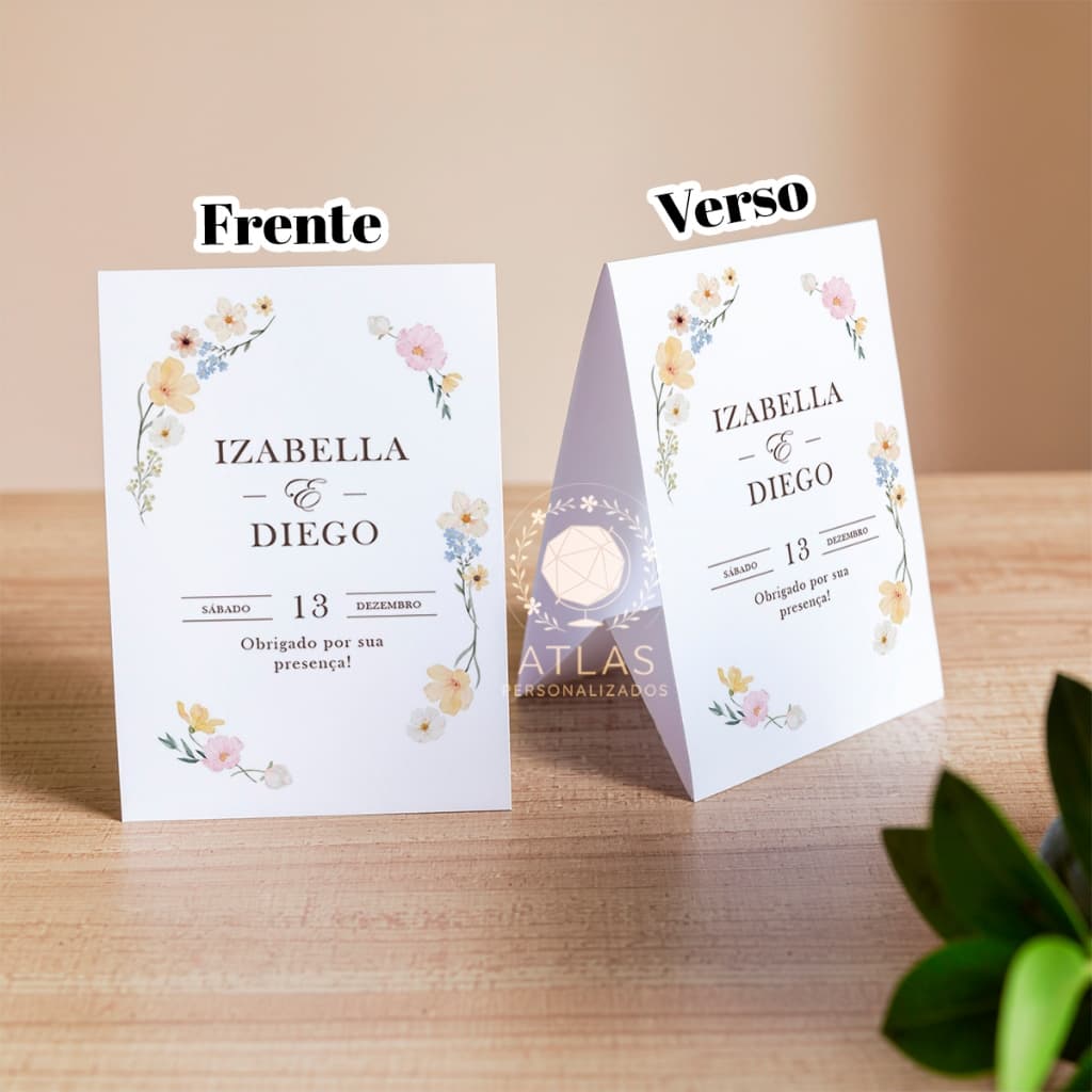 Kit Plaquinhas de agradecimento - Centro de mesa (Casamento Floral Minimalista)