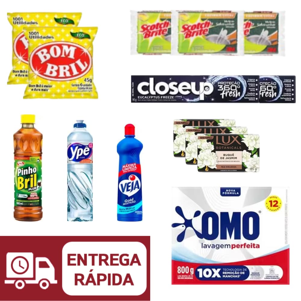 Kit Limpeza e Higiene da Casa - 14 Itens