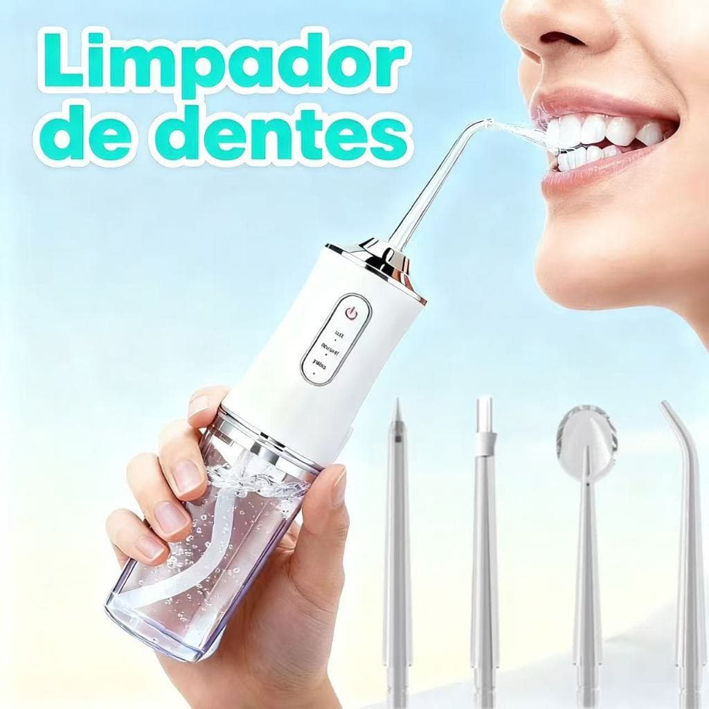 Irrigador Dental para a Família Inteira · 3 Funções, 1 Solução · Um Sorridente Mais Saudável