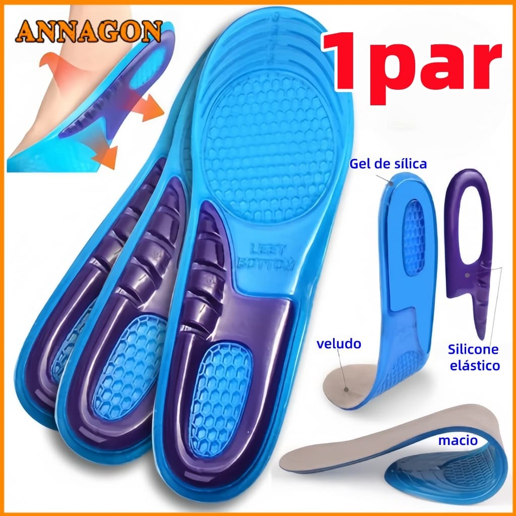 Palmilha Ortopédica Gel Silicone Anti-Impacto - Alívio Dores nos Pés - Par
