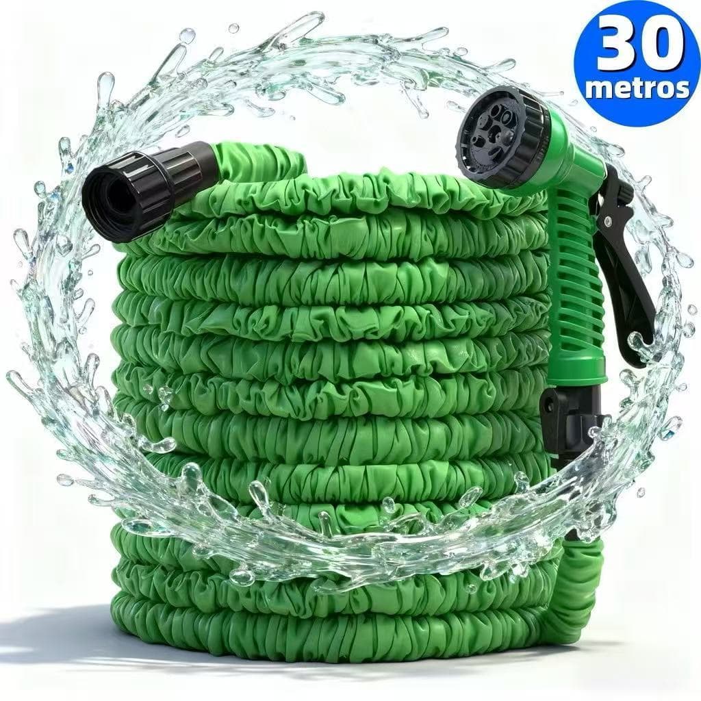 Mangueira Mágica Flexível 30M —Jato com 7 Funções, Ideal para Irrigação de Jardim e Lavagem de Carro