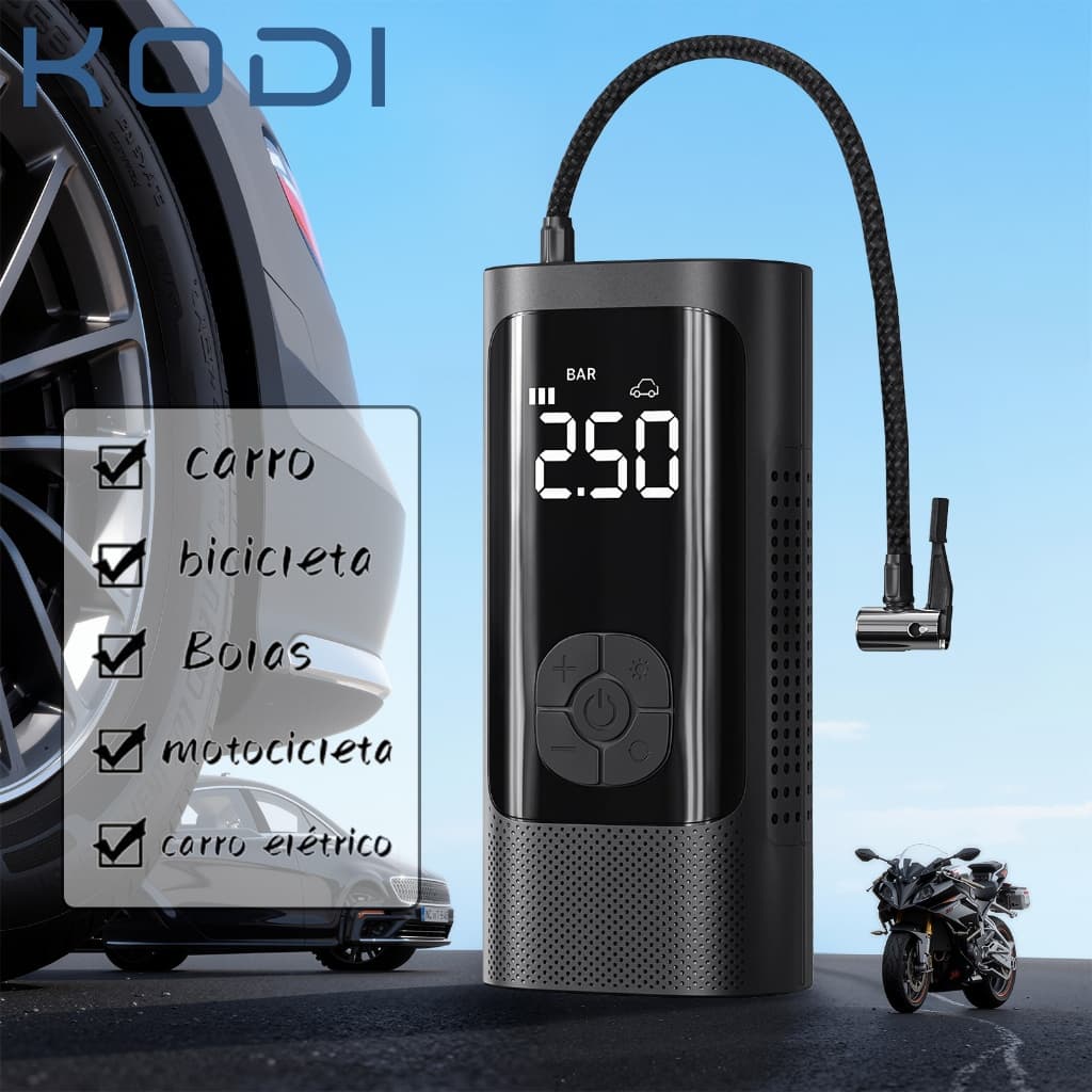 Mini Bomba de Ar Elétrica Portátil Sem Fio 4000mAh – Compressor para Carro, Moto e Bicicleta M6