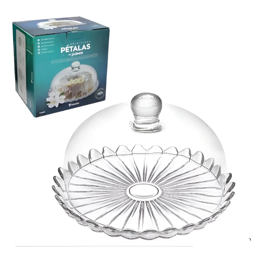 Boleira De Vidro Com Tampa Pétalas De Jasmim 12 X 24,5cm Cor Transparente 1720