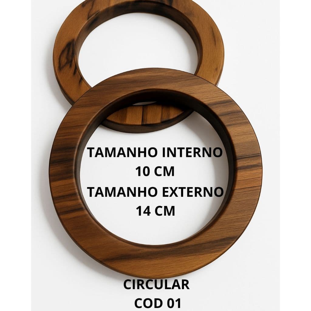 (cod 01) Par de Alças Circulares em Madeira Teca Premium Design Luxo para Bolsas de Crochê.Ideal para Moda Praia.