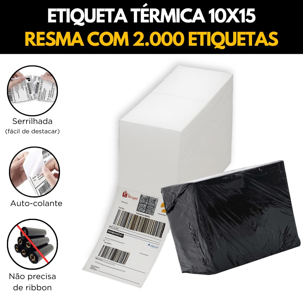 2000 Etiquetas Térmicas 10x15cm Formato Resma Barata