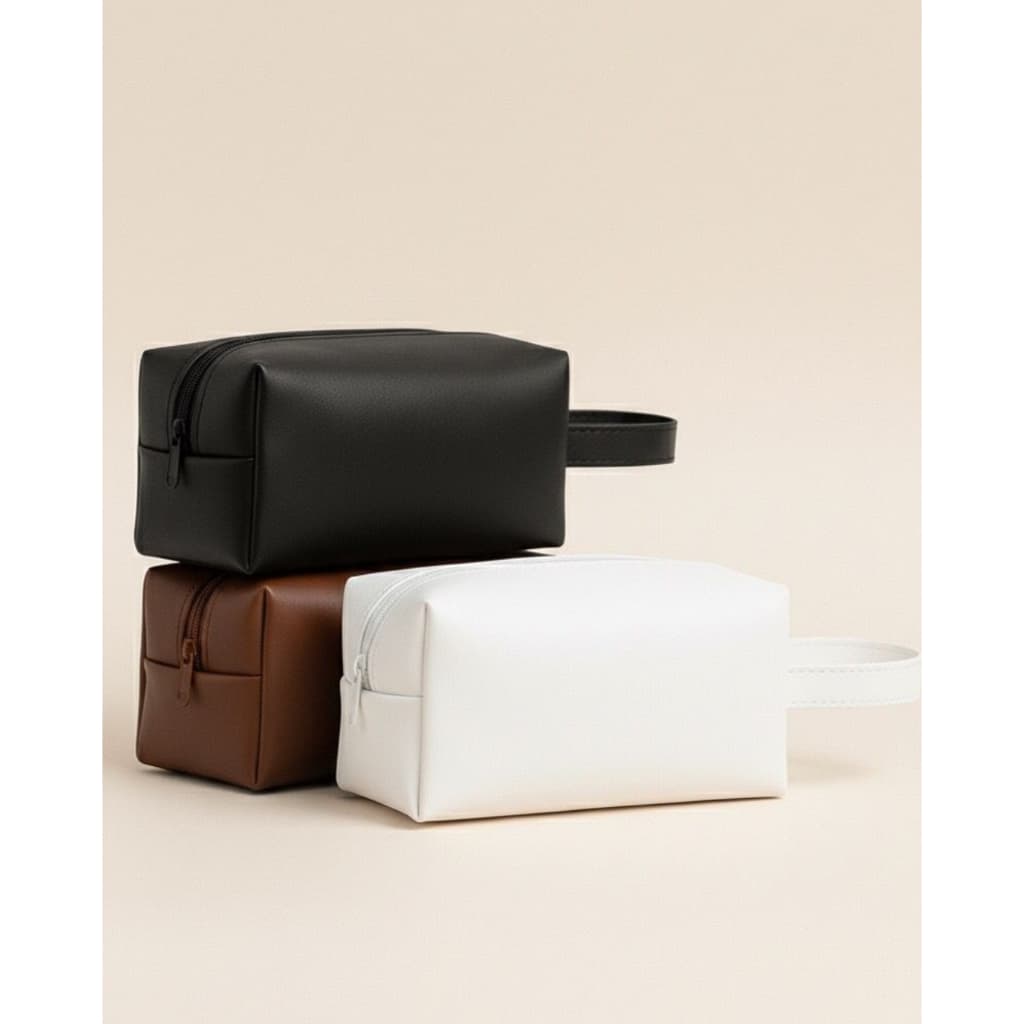 Necessaire Bolsa de Mão Feminina Masculina Couro Sintético Impermeável Estojo Organizador Grande Viagem Cosméticos Banho