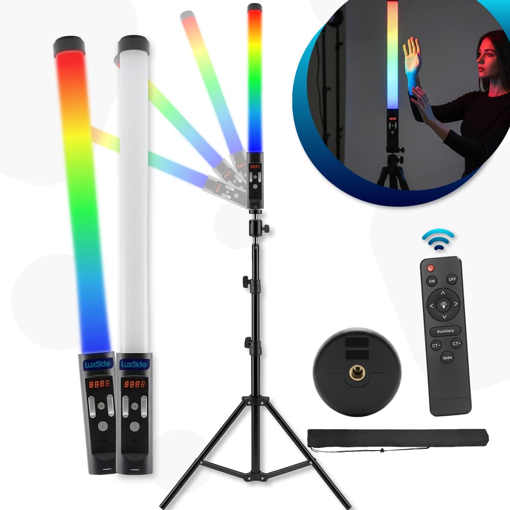 Bastão Led Rgb Colorido Profissional Recarregável Portatil Tripe De 2.10 Ring Light Iluminação