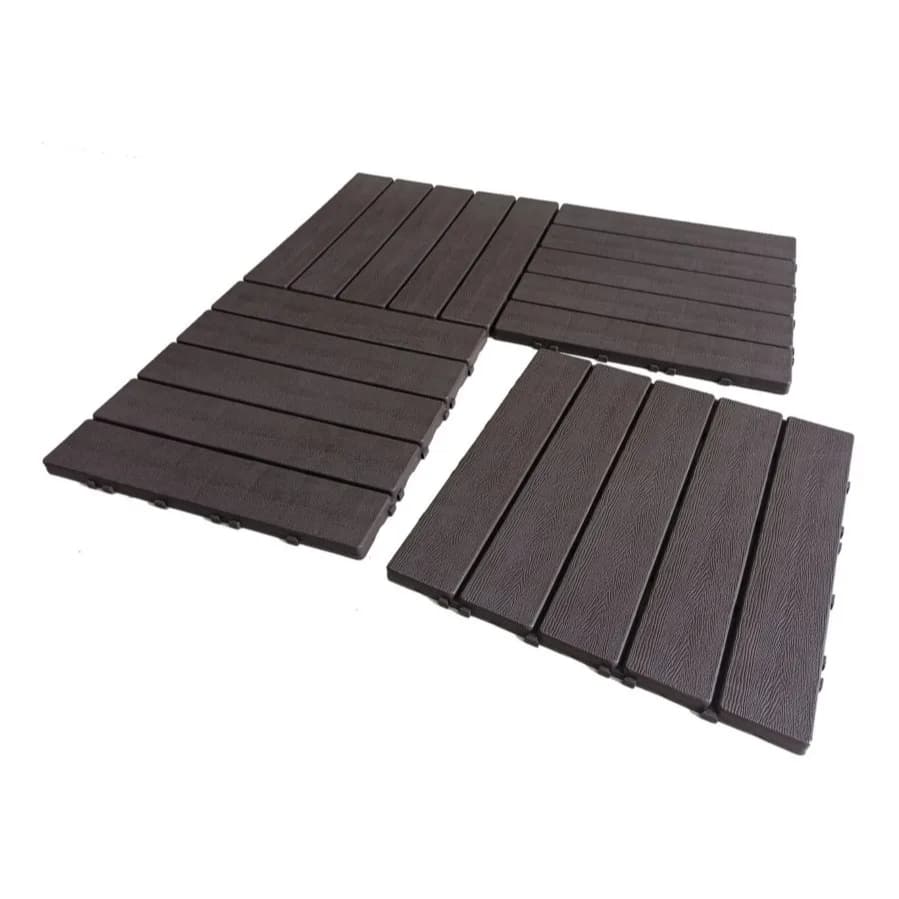 Deck Modular Plástico Listrado 30x30cm Preto Premium
