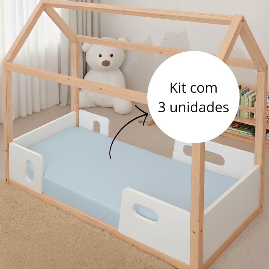 Kit 3 Lençol Mini Cama MONTESSORIANA Infantil 150X70cm Avulso Percal 400 Fios