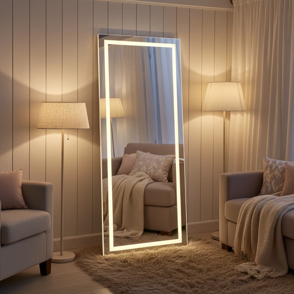 Espelho Retangular Grande com LED Touch – Jateado Vários tamanhos