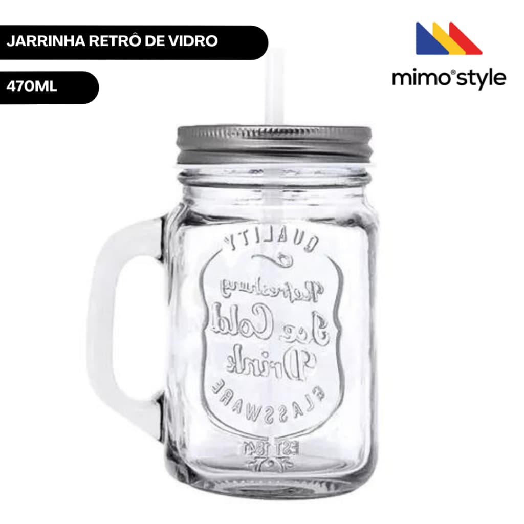 Jarrinha Retrô 470ml Caneca Vidro Vítreo Mimo Style