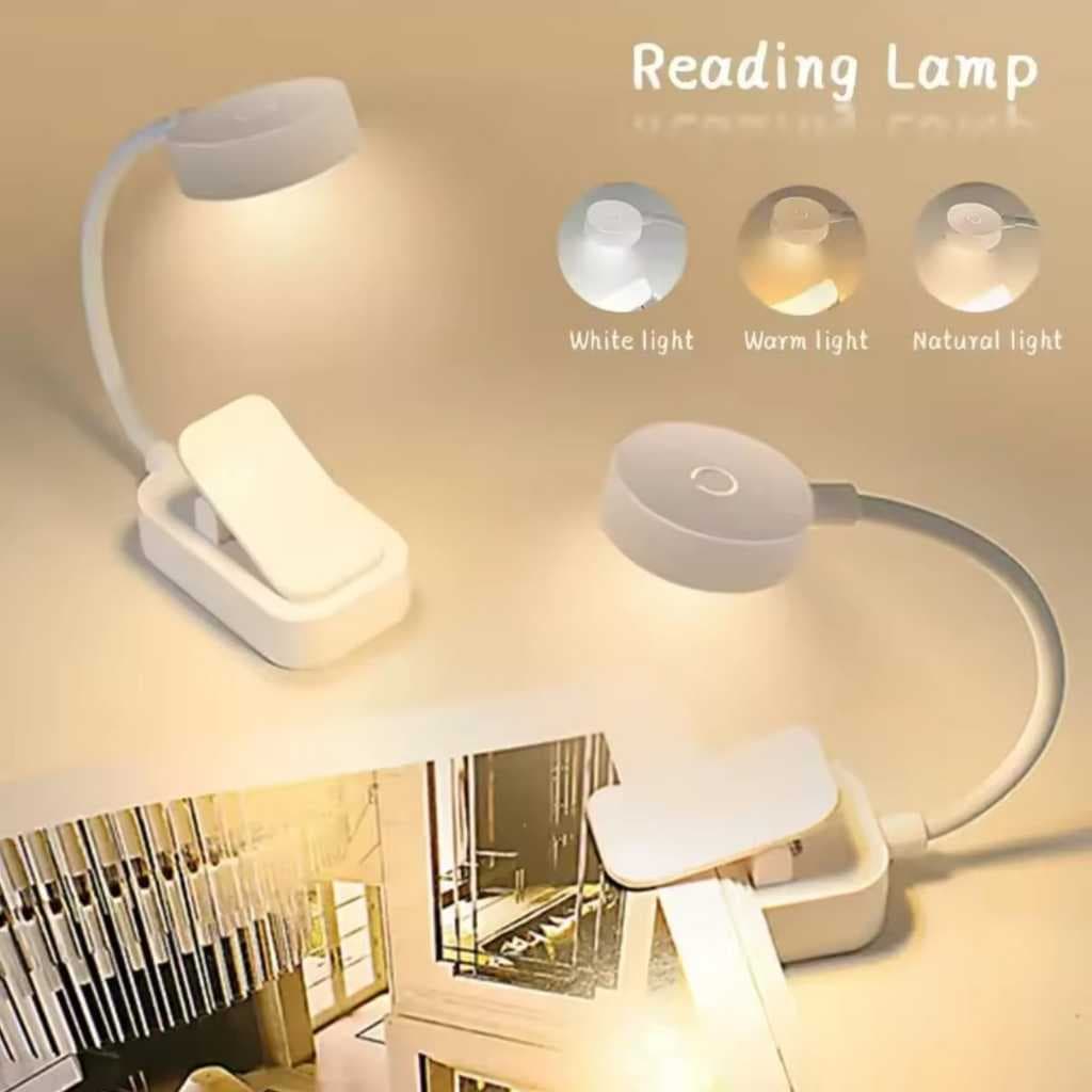 Mini Luminaria de LED Noturna, para Leitura de Livro, Luz Regulavel, Proteção para os Olhos, com Clipe 8369