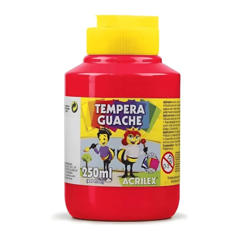 Tinta Tempera Guache 250mL Vermelho Fogo Acrilex