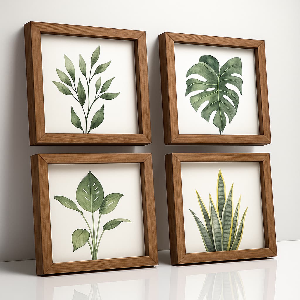Quadros pra banheiro Botanicos Aquarela Folhas Tropicais Verde Decoração ideal para Banheiro, Quartos, Sala, Cabiceira