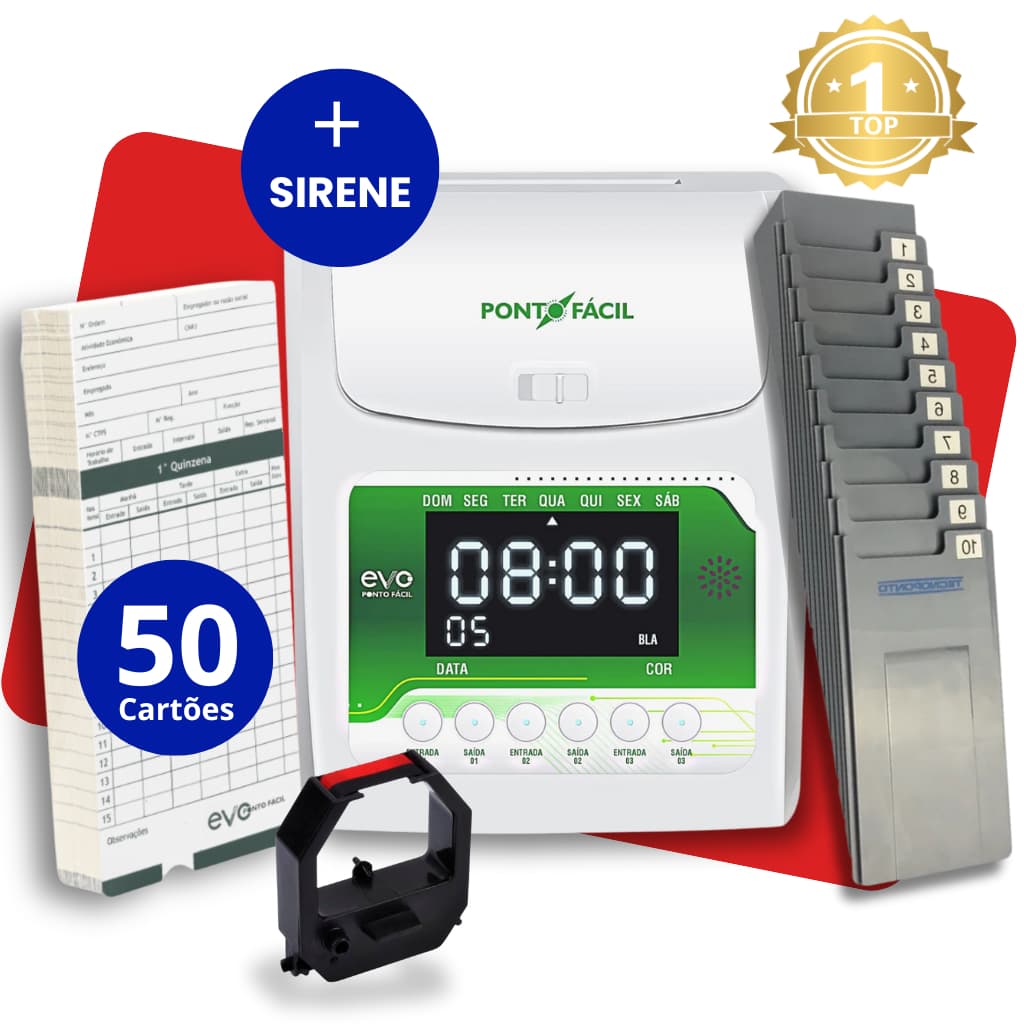 Relógio Bater Ponto Digital Funcionário Cartográfico  + Chapeira + 50 Cartões Máquina Digital KIT