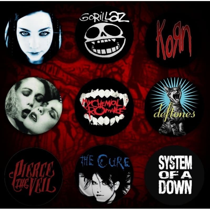 Bottons Bandas Rock/Metal/Emo/Gótico/Alternativo