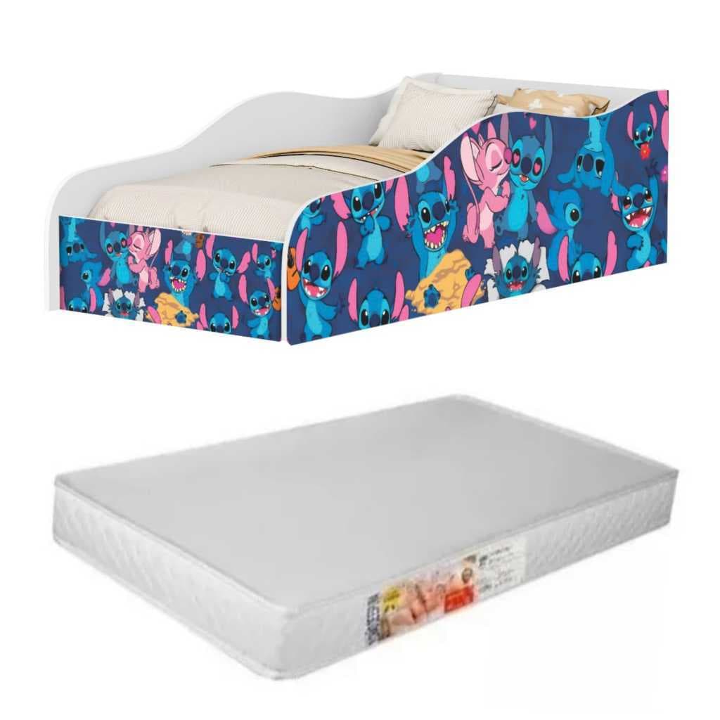 Cama Infantil Carro Encanto Com Grades Laterais Em MDF e Com Colchão