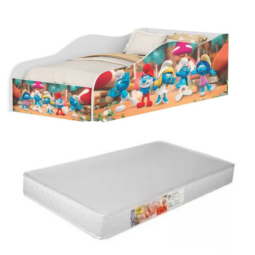 Cama Infantil Montessoriana Carro Com Colchão Incluso e Grade Proteção Caminha Cercado Quarto Juvenil
