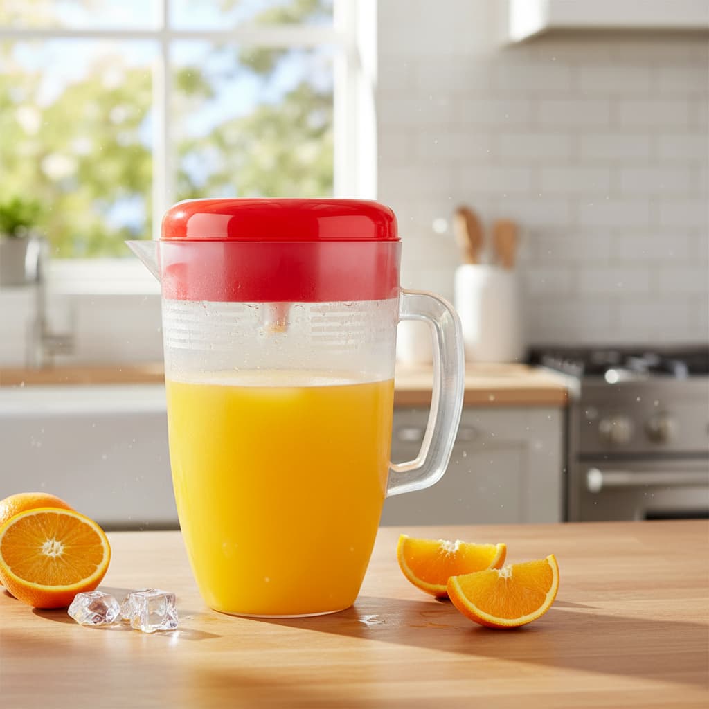 Jarra Transparente Graduada Medição C/Tampa Plástica 2L Suco Agua Chá