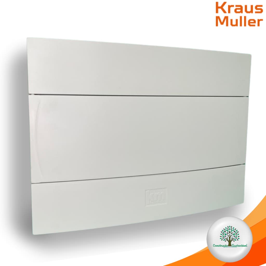 Quadro Centro Distribuição 12 Din Transparente e Branco, Reversivel Krausmuller