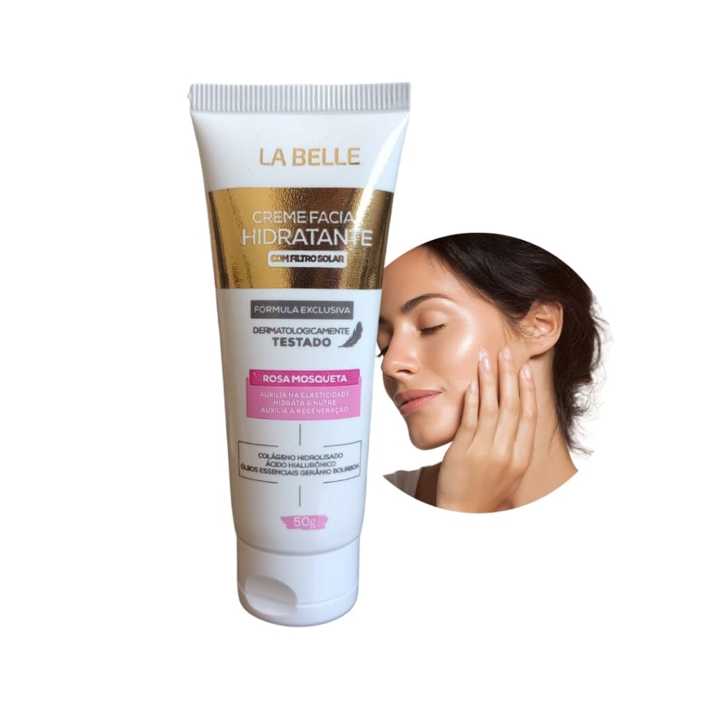 Creme Facial Rosa Mosqueta com Filtro Solar Hidratante Auxilia a Regeneração da Pele