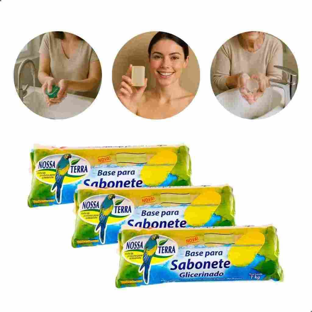 3 Bases De Glicerina Transparente Para Sabonete Glicerinado Nossa Terra