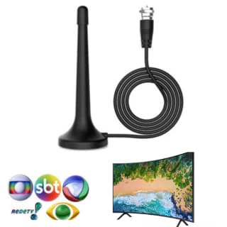 Antena Digital Interna e Externa, Sinal TV, HDTV, 4K, FM, UHF, Base Imã, prova d água