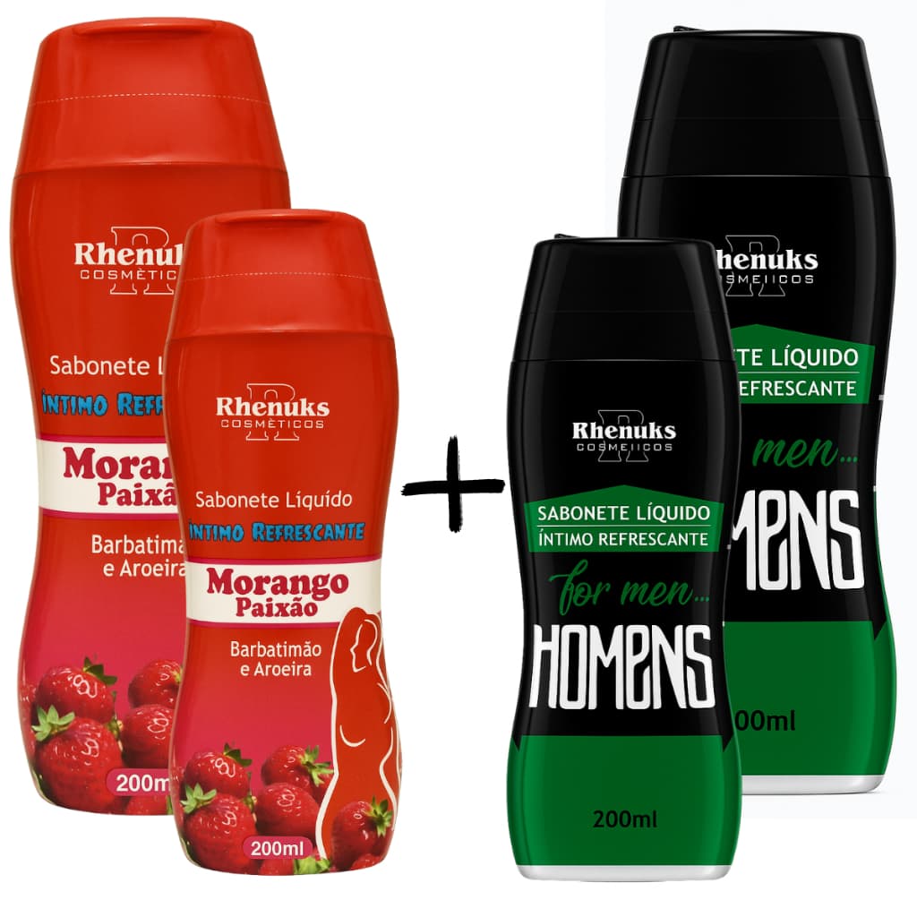 Kit 4 Sabonetes Líquido  Refrescantes Rhenuks 200ml