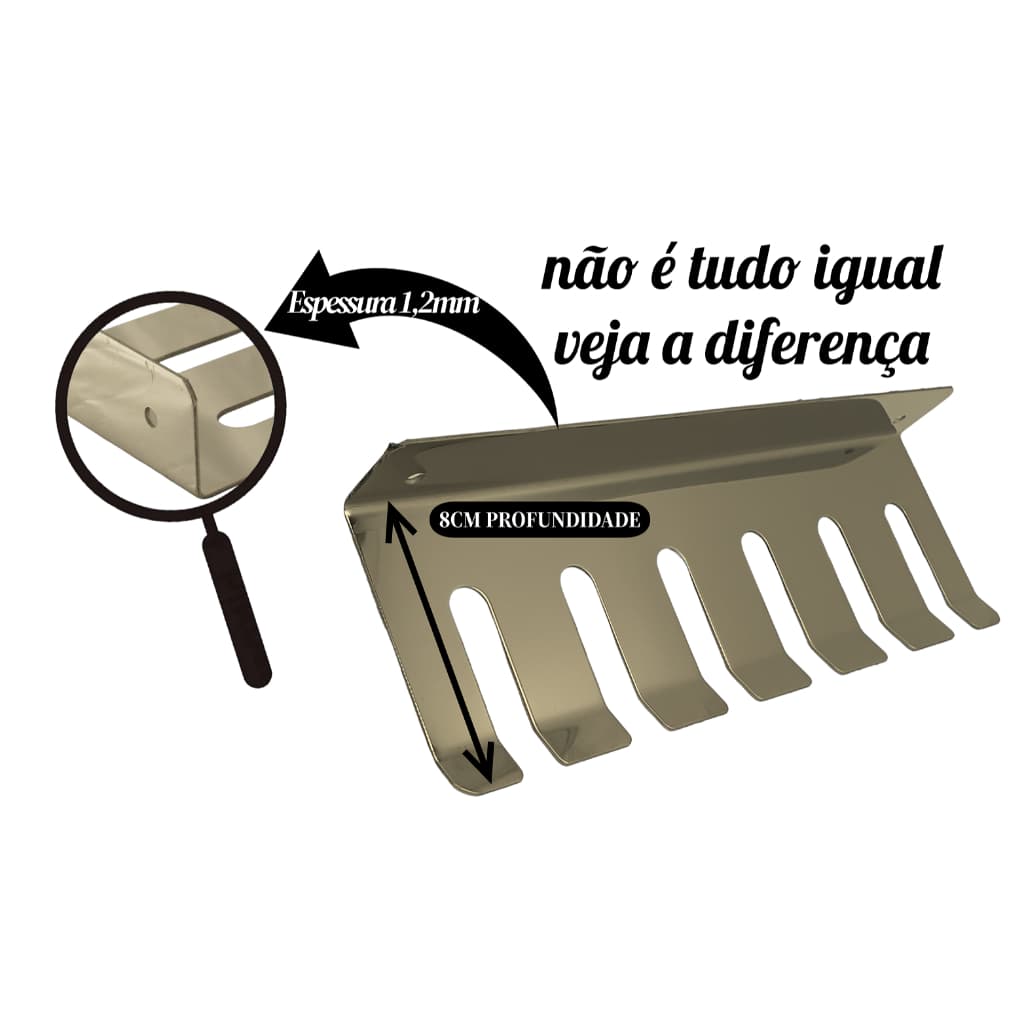 Porta espeto de parede em inox para 6 espetos