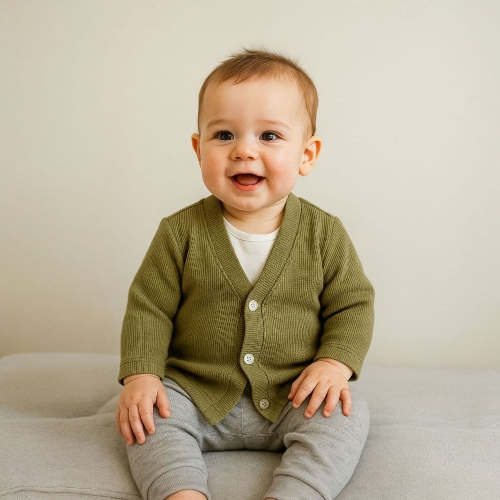 Casaco Malha Bebe Primavera/Verão 100% algodão botão de pressão Fisculy