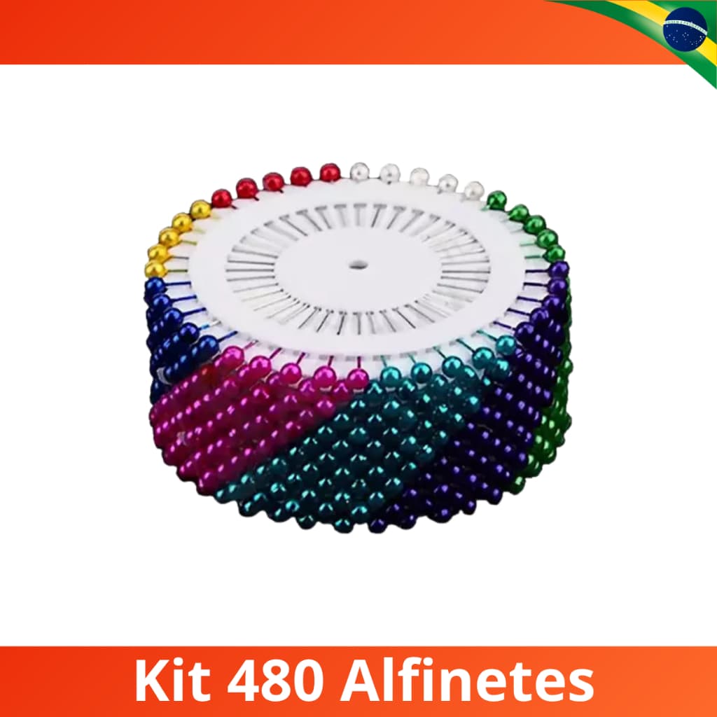 Alfinete de Costura Artesanato Disco Cabeça Colorida Rolo 480 unid