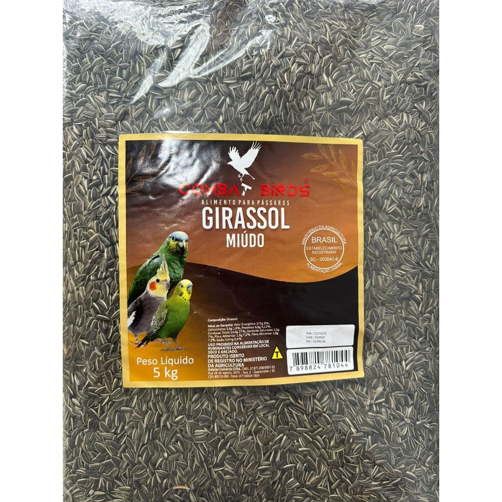 GIRASSOL MIÚDO PREMIUM 5KG | ALIMENTO NATURAL PARA PÁSSAROS | CALOPSITA, COLEIRO, CANÁRIO E OUTROS