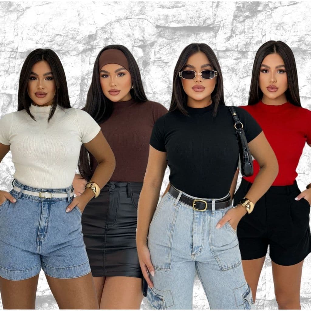 Camiseta Blusa basica  canelada ribana premium moda verão confortavel melhor qualidade em avaliação