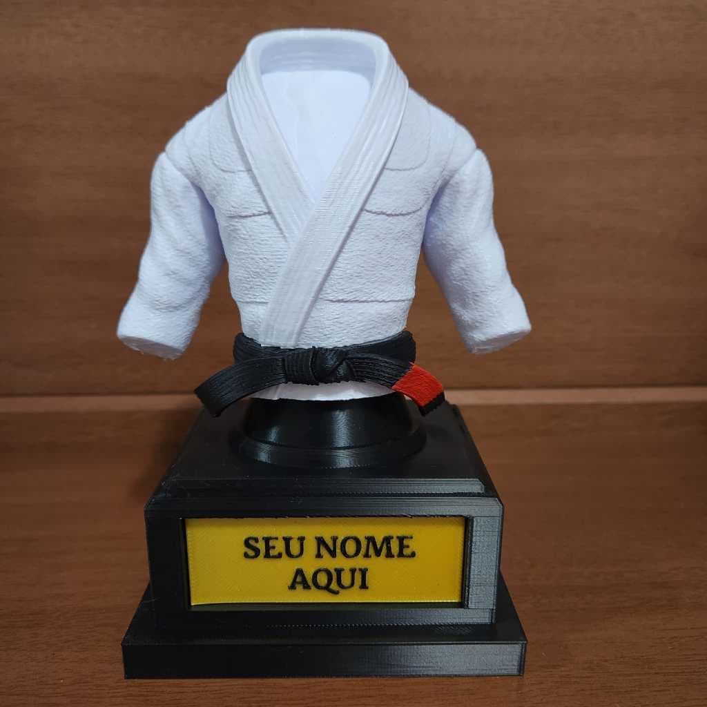 Troféu kimono jiu-jitsu judô karatê personalizado colecionável graduação presente artes marciais