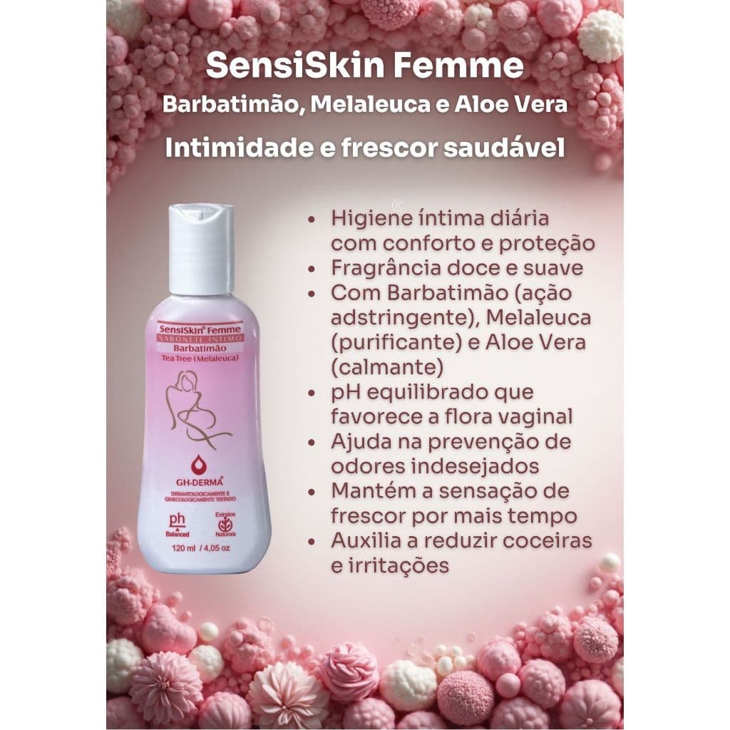 Sabonete SensiSkin Femme Intimo Barbatimão 120ml - GHDERMA
