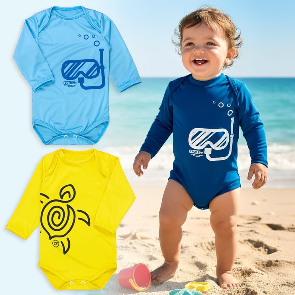 Body Bebê UV50+ Manga Longa - Proteção Solar Menino