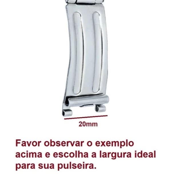 Fecho Aço Prata Completo Compátivel com Pulseira Orient - 01 Unidade - 16mm - 18mm - 20mm - 24mm - 26mm
