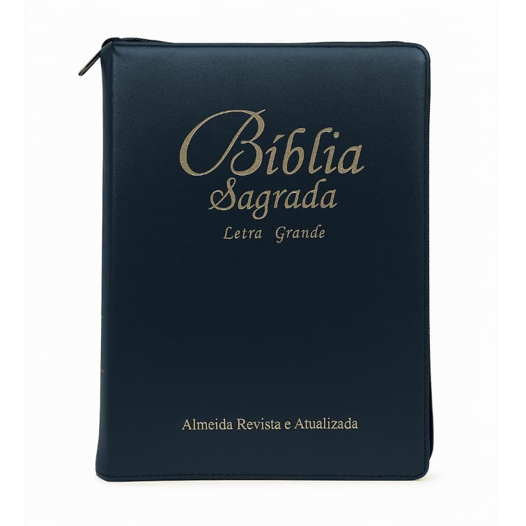 Bíblia Sagrada - Evangélica Letra Grande  || Capa Couro Luxo + Zíper | Almeida Revista e Atualizada
