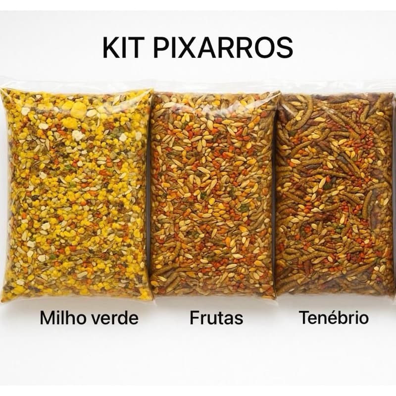 Kit Mistura P/ Pixarros Trinca Ferro 3 Tipos Ração de Alta Perfomance Sementes Selecionadas (KIT 2)
