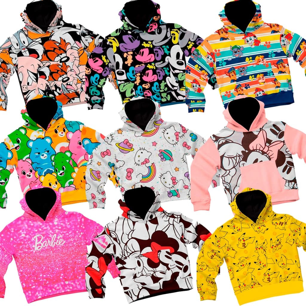 Blusa de Frio Moletom Infantil Menina Grosso Confortável Personagem Estiloso